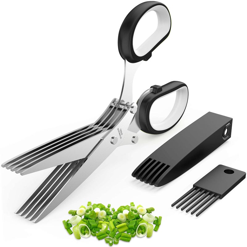 JOFUYU 2025 Upgraded Herb Scissors, Effortless Herb Shears Cutter Tool with Sharp Stainless Steel Blades for Fresh Herbs, Must-Have Kitchen & Cooking Gadget, Black - Image 1